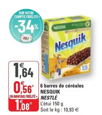 G20 6 barres de céréales offre