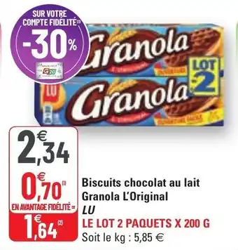 G20 Biscuits chocolat au lait Granola L'Original offre