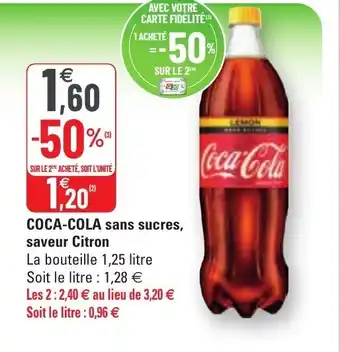 G20 Coca-Cola sans sucres saveur Citron offre