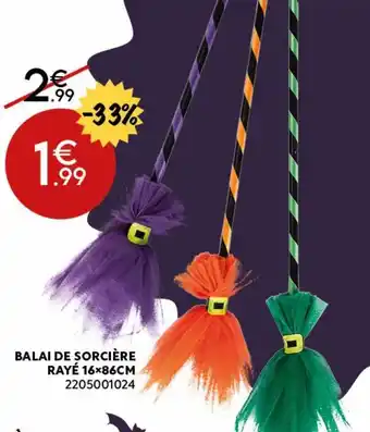 Maxi Bazar Balai de sorcière rayé 16x86 cm offre