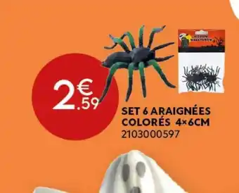Set 6 araignées colorés 4x6 cm