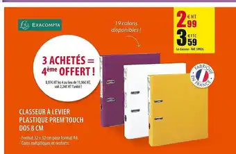 Classeur à levier plastique prem'touch dos 8 cm exacompta