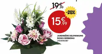 Maxi Bazar Jardinière delphiniums roses gerberas offre