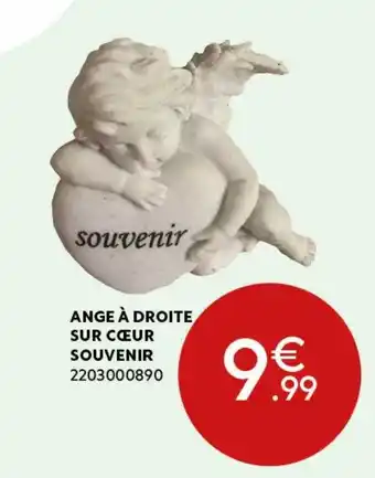 Ange à droite sur coeur souvenir