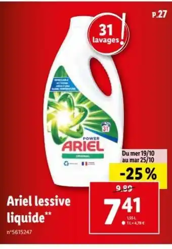 Lidl Ariel Lessive Liquide offre