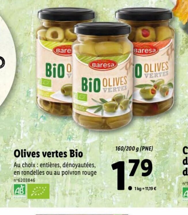 Promo Olives vertes Bio chez Lidl
