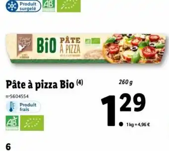 Lidl Pâte a Pizza Bio offre