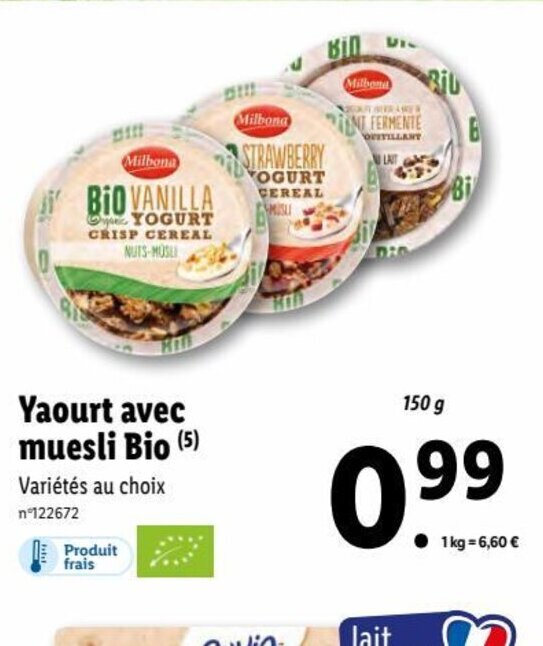 Promo Yaourt Avec Muesli Bio chez Lidl