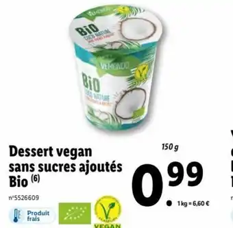 Lidl Dessert Vegan Sans Sucres Ajoutés Bio offre