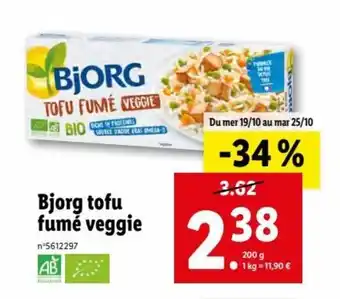 Lidl Bjorg Tofu Fumé Veggie offre