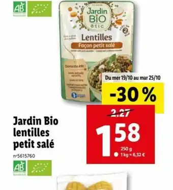 Lidl Jardin Bio Lentilles Petit salé offre