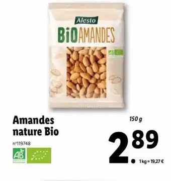 Lidl Amandes Nature Bio offre