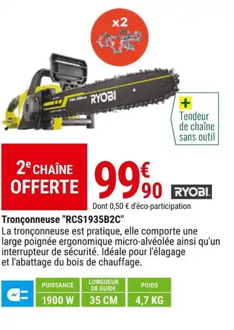 Gamm vert Ryobi tronçonneuse tronçonneuse "rcs1935b2c" offre