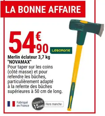 Gamm vert Leborgne merlin éclateur 3,7 kg "novamax" offre