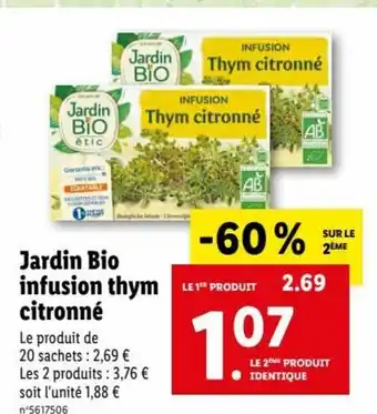 Lidl Jardin Infusion Thym Citronné offre