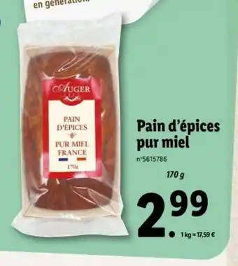 Lidl Pain D'épices Pur Miel offre