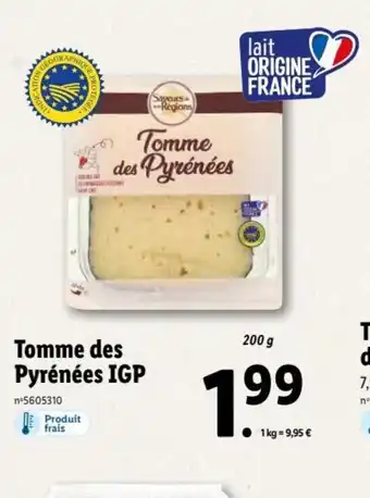 Lidl Tomme Des Pyrénées IGP offre