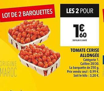 Supeco Tomate cerise allongée offre
