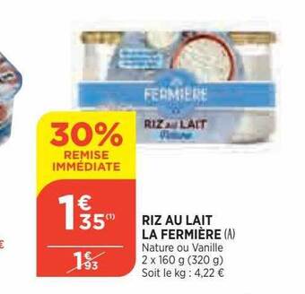 Bi1 Riz au lait la fermière offre