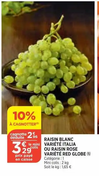 Bi1 Raisin blanc variété italia ou raisin rose variété red globe offre