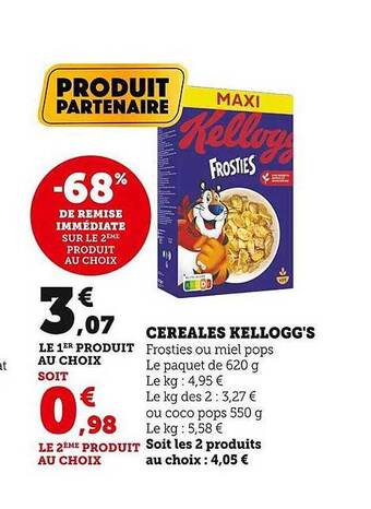 Super U Céréales kellogg's offre