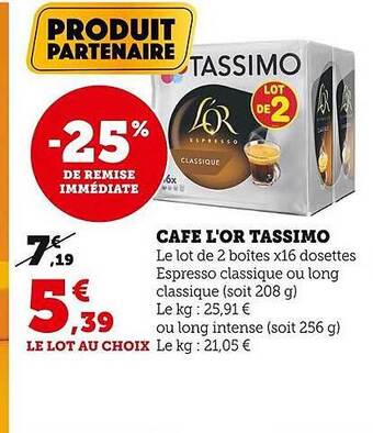 Super U Café l'or tassimo offre