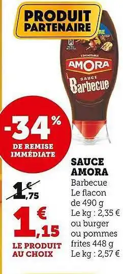 Super U Sauce amora offre