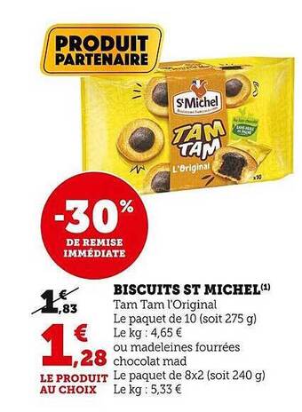 Super U Biscuits st michel offre