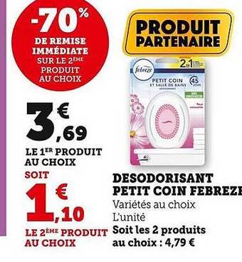 Super U Désodorisant petit coin febreze offre