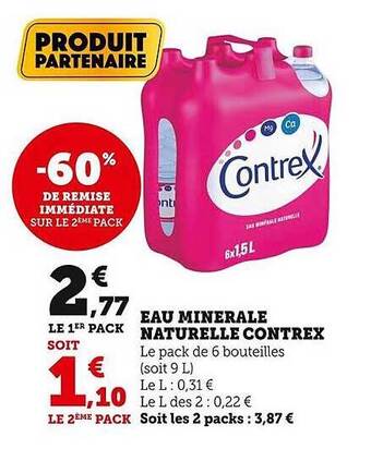 Super U Eau minérale naturelle contrex offre