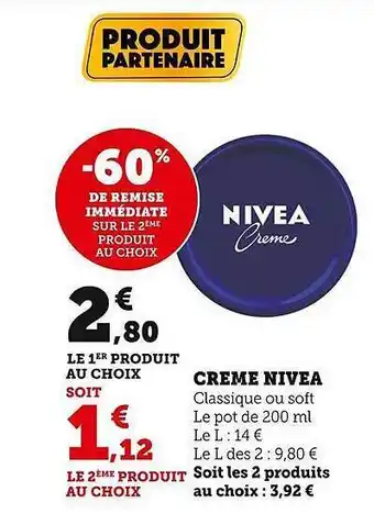 Super U Crème nivea offre