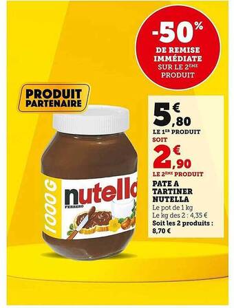 Super U Pâte à tartiner nutella offre