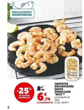 U Express Crevettes décortiquée sauce persillade offre