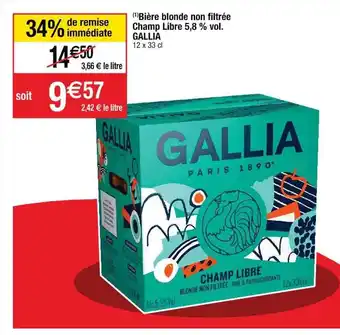 Cora x Carrefour Bière blonde non filtrée champ libre 5,8% vol. gallia offre