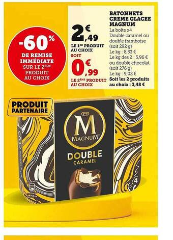 U Express Bâtonnets crème glacée magnum offre