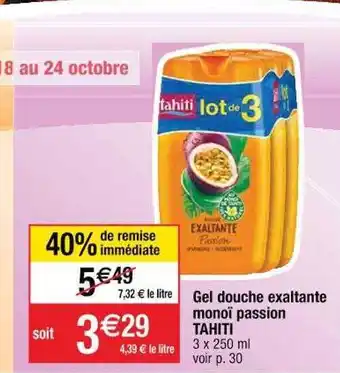 Cora x Carrefour Gel douche exaltante monoï passion tahiti offre