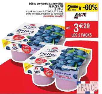 Cora x Carrefour Délice de yaourt aux myrtilles alsace lait offre