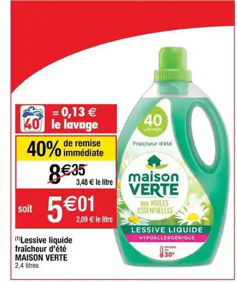 Cora x Carrefour Lessive liquide fraîcheur d'été maison verte offre