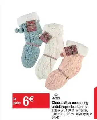 Cora x Carrefour Chaussettes cocooning antidérapantes femme apollo offre