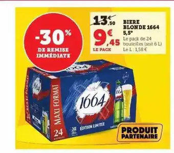 Hyper U Bière blonde 1664 5,5° offre