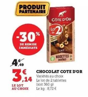 Hyper U Chocolat côte d'or offre