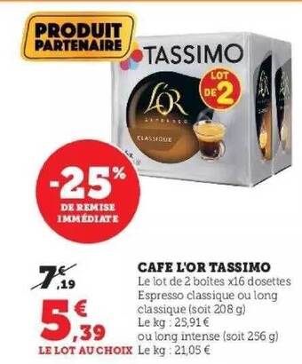 Hyper U Café l'or tassimo offre