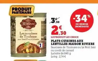 Hyper U Plats cuisinés aux lentilles maison rivière offre