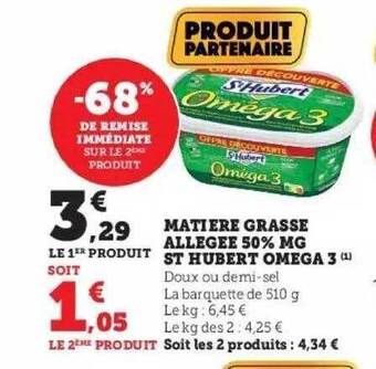 Hyper U Matière grasse allégée 50% mg st hubert oméga 3 offre