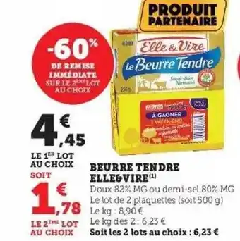 Hyper U Beurre tendre elle & vire offre