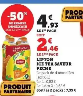Hyper U Lipton ice tea saveur pêche offre