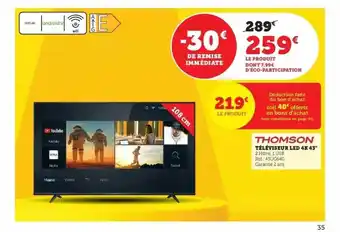Hyper U Téléviseur led 4k 43 offre