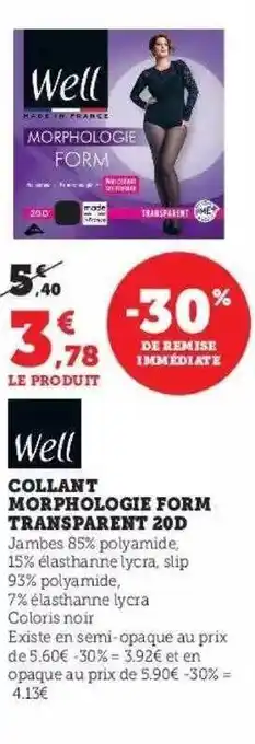 Hyper U Collant morphologie form transparent 20d well offre