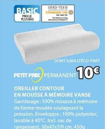 JYSK Oreiller contour en mousse à mémoire vanse offre