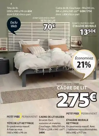 JYSK Tête de lit kettinge, cadre de lit kilden, étagère murale kettinge offre